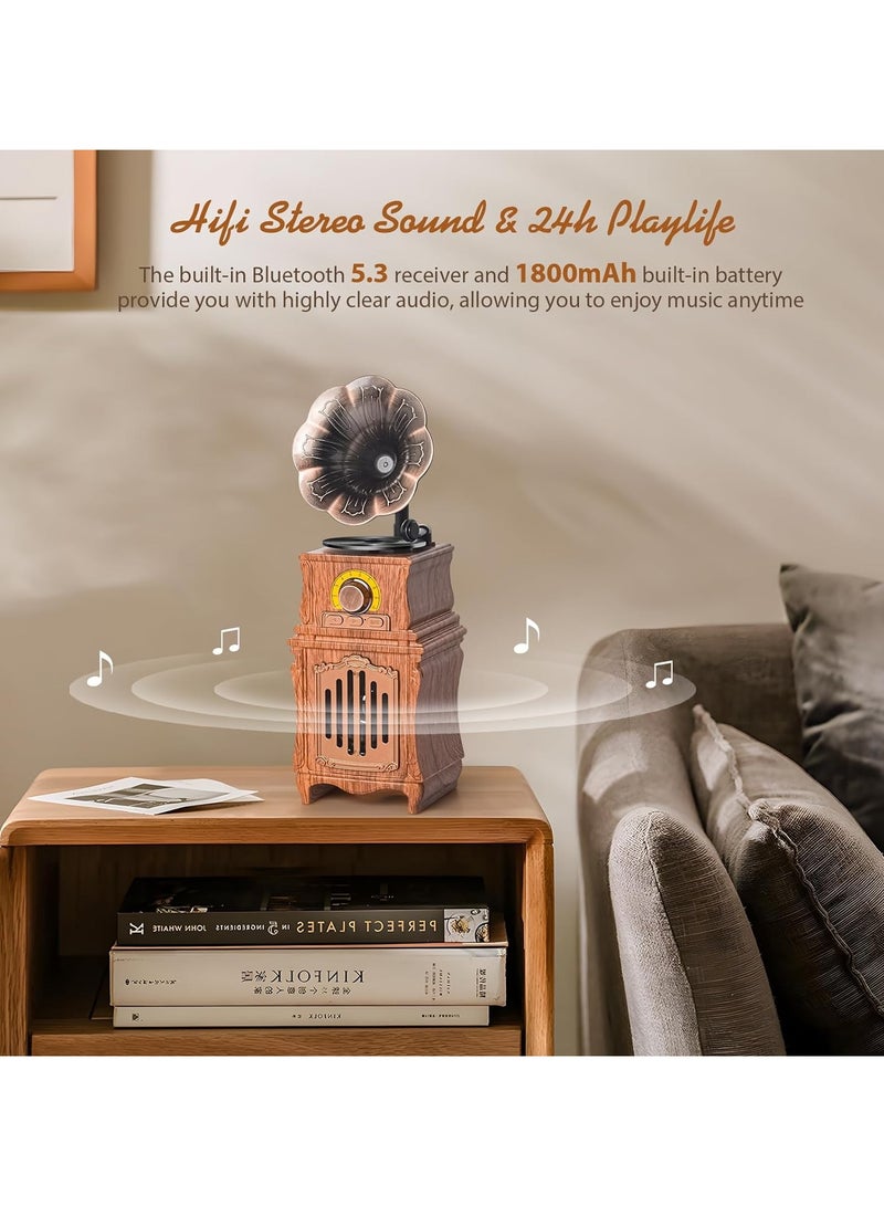 Retro Bluetooth Speaker Retro Radio Bass FM Radio Bluetooth 5.3 Wireless Connection Home Office Room Vintage Decor Outdoor Parties Portable Speaker Wireless For Iphone Android Speaker - Image 5
