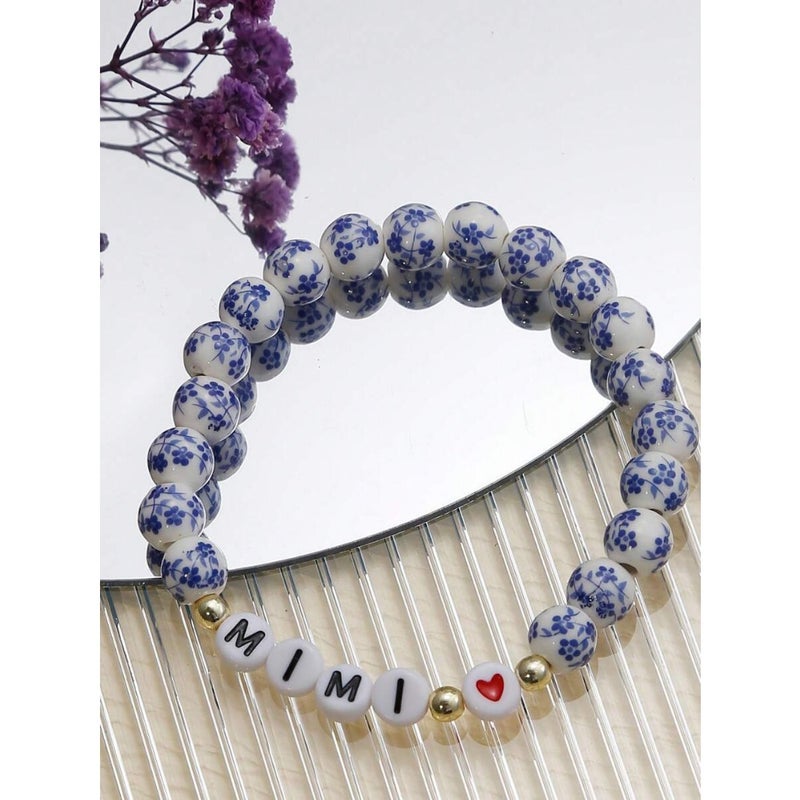1pc Blue and White Porcelain Bead Bracelet, Grandma/Grandma/Mom Letter Bracelet, Comes With Blessing Card, Celadon Bracelet, Mother's Day Gift, Christmas Gift, Valentine's Day Gift, Gift For Mom/Mother - Image 5
