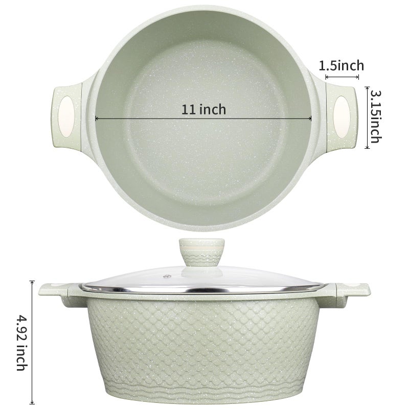 Xuanying Nonstick Stock Pot with Lid 6.6QT, Large Soup Pot & Pasta Pot - Healthy Non-Toxic Granite Coating 100% PFOA/PFAS Free-Induction Compatible All Stoves - Cool-Touch Handles - Image 2
