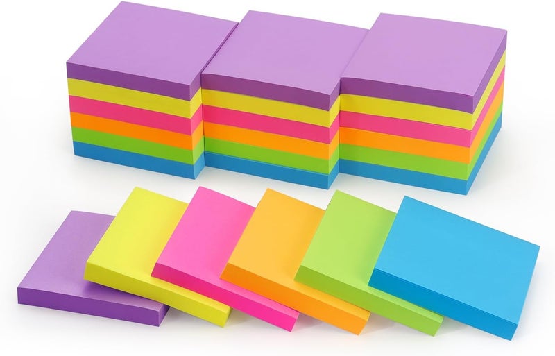 Winner Aura Sticky Notes 3x3 inch Bright Colors Self-Stick Pads 24 Pads/Pack 70 Sheets/Pad Total 1680 Sheets - Image 1