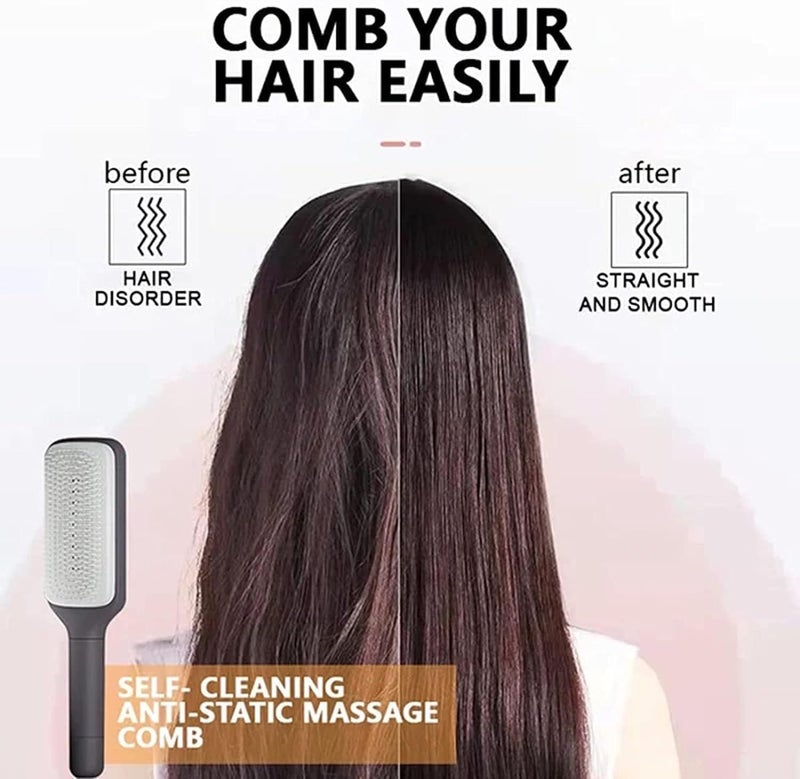 ALKAYAN Self-Cleaning Hair Brush, Organic Hair Brush Without Pulling, Detangler Brush... - Image 3