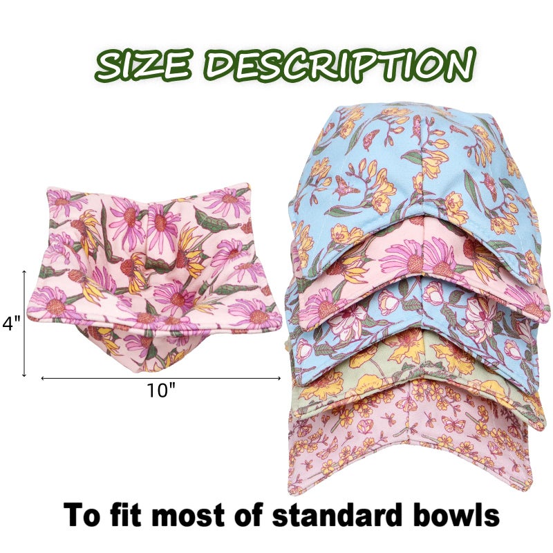 ROGITU Cotton Microwavable Bowl Cozy, Microwave-Safe Hot Bowl Holders, Soup bowl Cozy Hot Pads (Vintage Floral) - Image 2