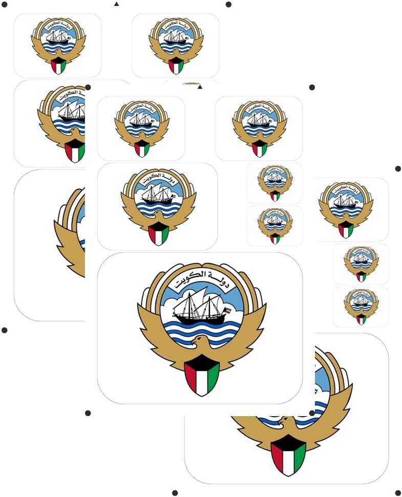 vmcoatdu شعار النبالة الكويت طباعة بالليزر الكويت الشعار الوطني ملصق 3 قطع ملصق بأحجام متعددة ملصقات (أخضر الكويت) - Image 1