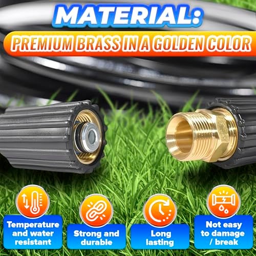 KETAR Male to Male Hose Adapter - M22 14mm Quick Connect, Pressure Washer Hose Coupler, 4500 PSI High-Pressure, Durable Brass Construction, Leak-Proof Design, Easy to Install for Home & Commercial Use - Image 3