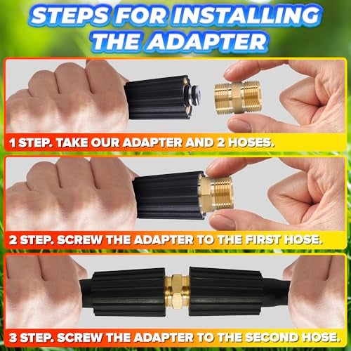 KETAR Male to Male Hose Adapter - M22 14mm Quick Connect, Pressure Washer Hose Coupler, 4500 PSI High-Pressure, Durable Brass Construction, Leak-Proof Design, Easy to Install for Home & Commercial Use - Image 5
