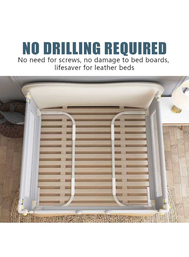 ميشيدا 3 قطع حواجز جانبية لسرير كوين، سياج سرير أطفال بدون حفر للأطفال الصغار مع قابلية تعديل الارتفاع، حواجب جانبية أمان سميكة للأطفال / سياج سرير للأطفال، بتصميم الدب الرمادي - Image 3