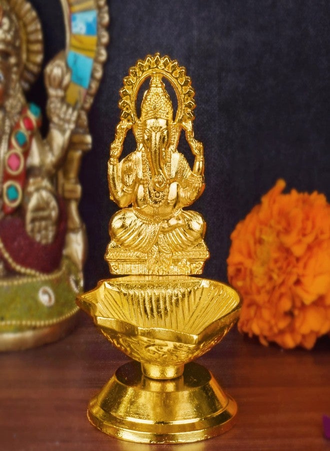 SATVIK STORE مجموعة SATVIK مكونة من قطعة واحدة من زوج Laxmi Ganesha المعدني Diya Luxmi Ganpati Dia Lord Ganesh Lakshmi Murti Idol تمثال زيتي لتزيين المنزل Mandir Office Indian Hindu Diwali Pooja Pujan هدية إرجاع لمنزل جديد - Image 5