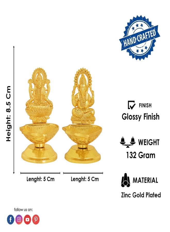 SATVIK STORE مجموعة SATVIK مكونة من قطعة واحدة من زوج Laxmi Ganesha المعدني Diya Luxmi Ganpati Dia Lord Ganesh Lakshmi Murti Idol تمثال زيتي لتزيين المنزل Mandir Office Indian Hindu Diwali Pooja Pujan هدية إرجاع لمنزل جديد - Image 3