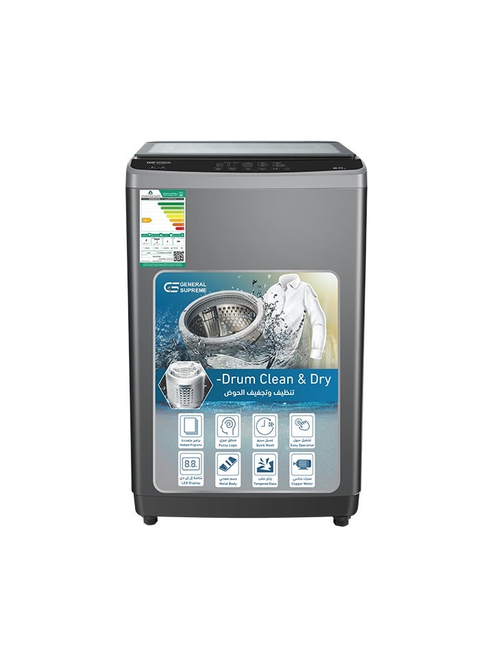 GENERAL SUPREME General Supreme Automatic Washing Machine Top Load 8 KG, 8 Programs, Dark Gray,GSTL08T25ST  - Image 1