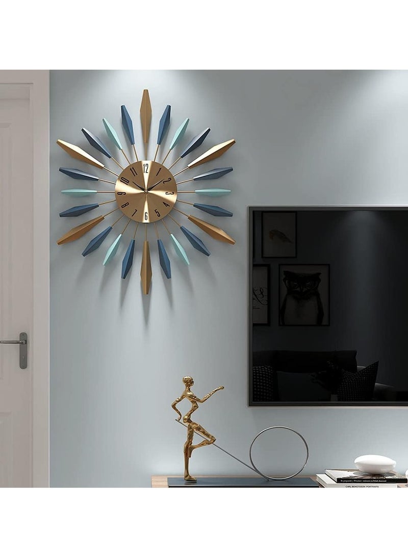 VARSTHREE - Large Wall Clock - Mid Century Metal Decorative Silent Non-Ticking Clock, 22 Inch, for Living Room, Bedroom, Office - Image 1