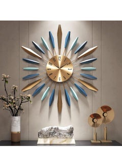 Large Wall Clock - Mid Century Metal Decorative Silent Non-Ticking Clock, 22 Inch, for Living Room, Bedroom, Office
