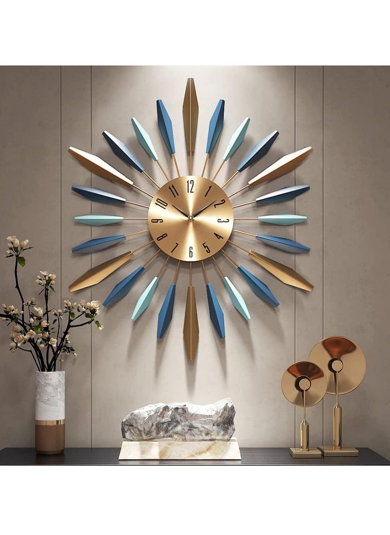 VARSTHREE - Large Wall Clock - Mid Century Metal Decorative Silent Non-Ticking Clock, 22 Inch, for Living Room, Bedroom, Office - Image 1