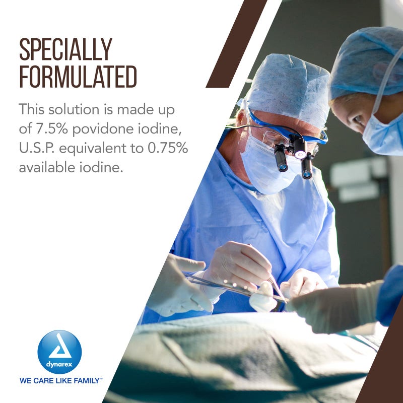 Dynarex Povidone-Iodine Scrub Solution, Antiseptic Solution for Skin and Mucosa, Ideal for Surgical Site Preparation, Contains Povidone Iodine 7.5%, 16 fl. oz., 1 Bottle - Image 5