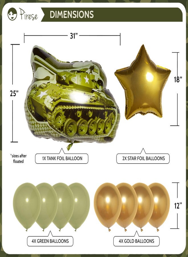 Pirese Army Happy Birthday Banner - Soldier Birthday Decorations for Boys, Camo Party Supplies with Tank Balloon, Star Balloons & Latex Balloons, Military Themed Party Decor - Image 4