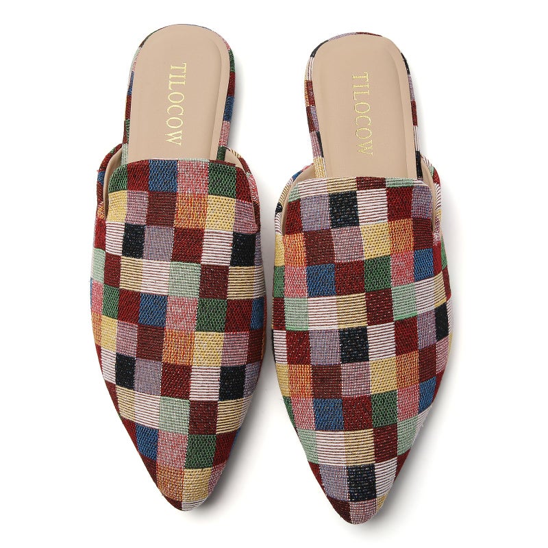 Tilocow Mules for Women Flats Pointed Toe Slip On Backless Loafers Flat Mule Business Casual Shoes Slides - Image 3