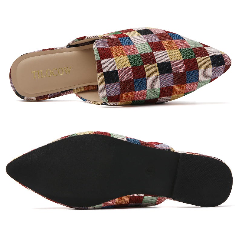 Tilocow Mules for Women Flats Pointed Toe Slip On Backless Loafers Flat Mule Business Casual Shoes Slides - Image 5