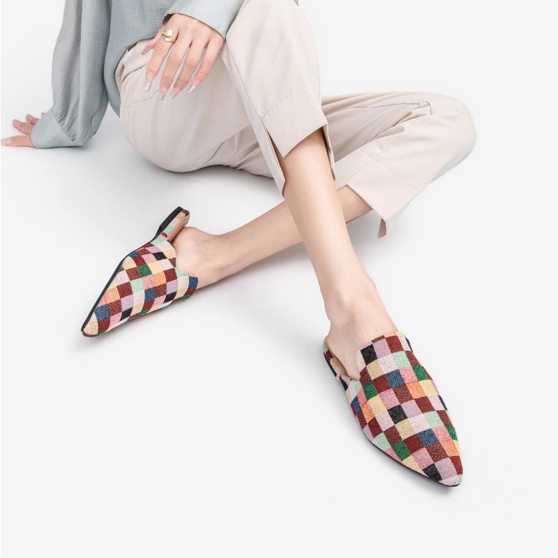 Tilocow Mules for Women Flats Pointed Toe Slip On Backless Loafers Flat Mule Business Casual Shoes Slides - Image 2