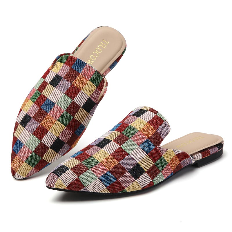 Tilocow Mules for Women Flats Pointed Toe Slip On Backless Loafers Flat Mule Business Casual Shoes Slides - Image 1