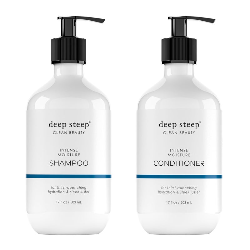 Deep Steep Intense Moisture Shampoo & Conditioner, 17 oz â€“ Hydrating Shampoo with Aloe, Shea Butter, Coconut Oil, Argan Oil & Quinoa Protein â€“ Sulfate-Free, Vegan, Clean Beauty Hair Care - Image 1