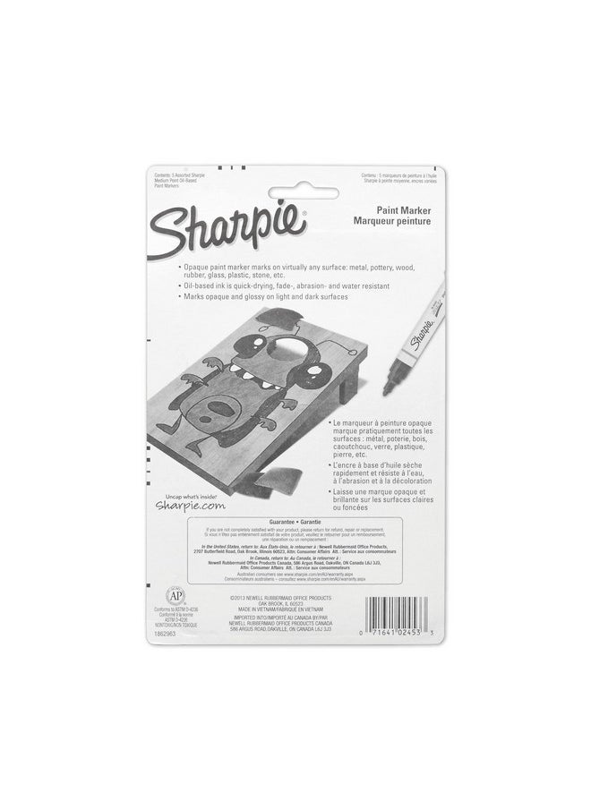 Sharpie Sharpie Oil-Based Paint Markers, Medium Point, Bright Colors, 5 Count - Great for Rock Painting  - Image 4