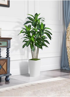 Zvezvia Artificial Dracaena Tree 150cm with White Planter - Realistic Fake Tropical Yucca Plant for Home, Office, and Living Room Decor - Maintenance-Free Indoor Silk Tree  - Image 2