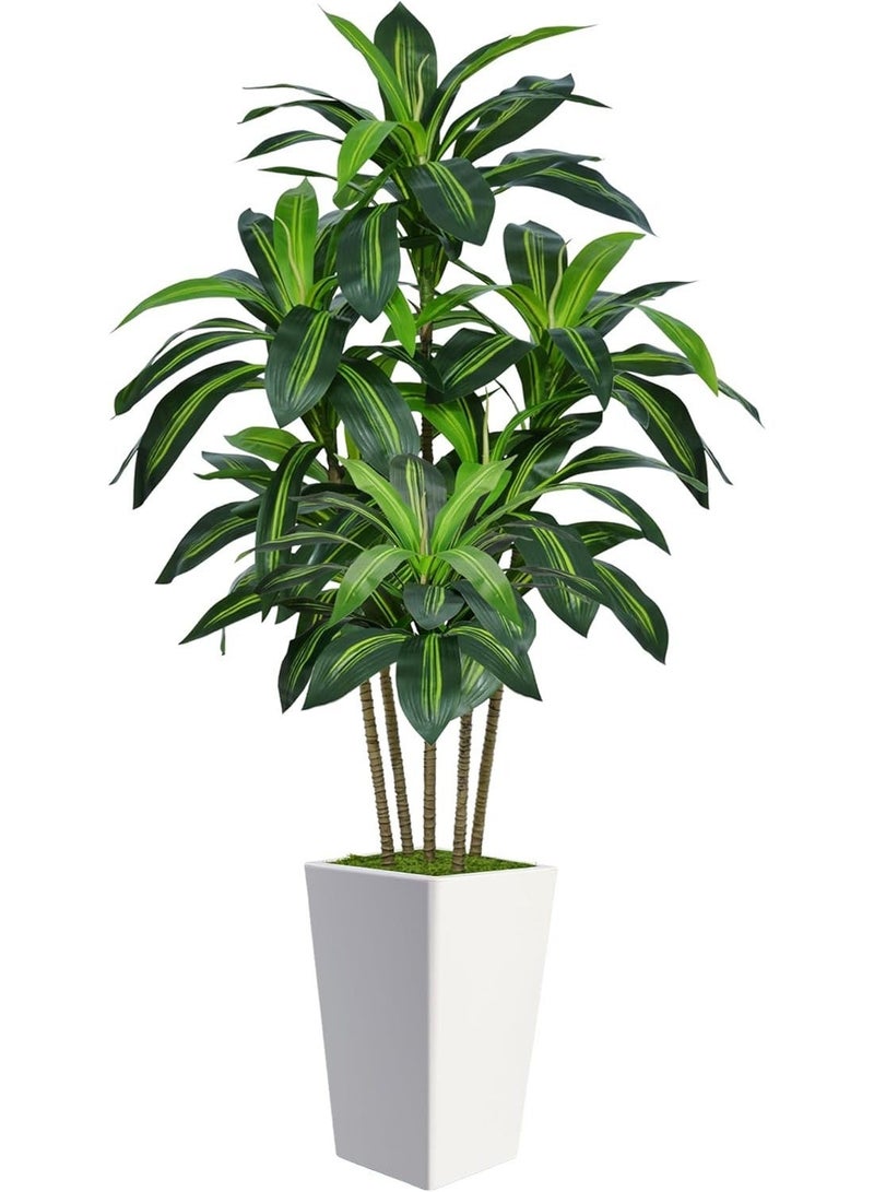Zvezvia Artificial Dracaena Tree 150cm with White Planter - Realistic Fake Tropical Yucca Plant for Home, Office, and Living Room Decor - Maintenance-Free Indoor Silk Tree - Image 2