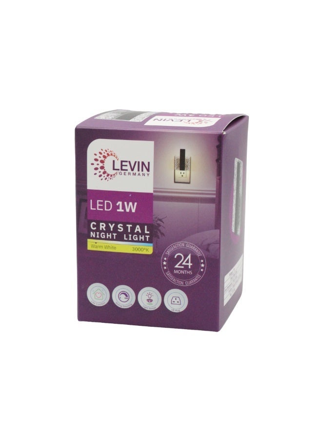 Levin Germany EVIN Germany LED Crystal Night Light 1W Warm White 3000K with Sliding Dimmer & Light Sensor UK Plug - Image 2