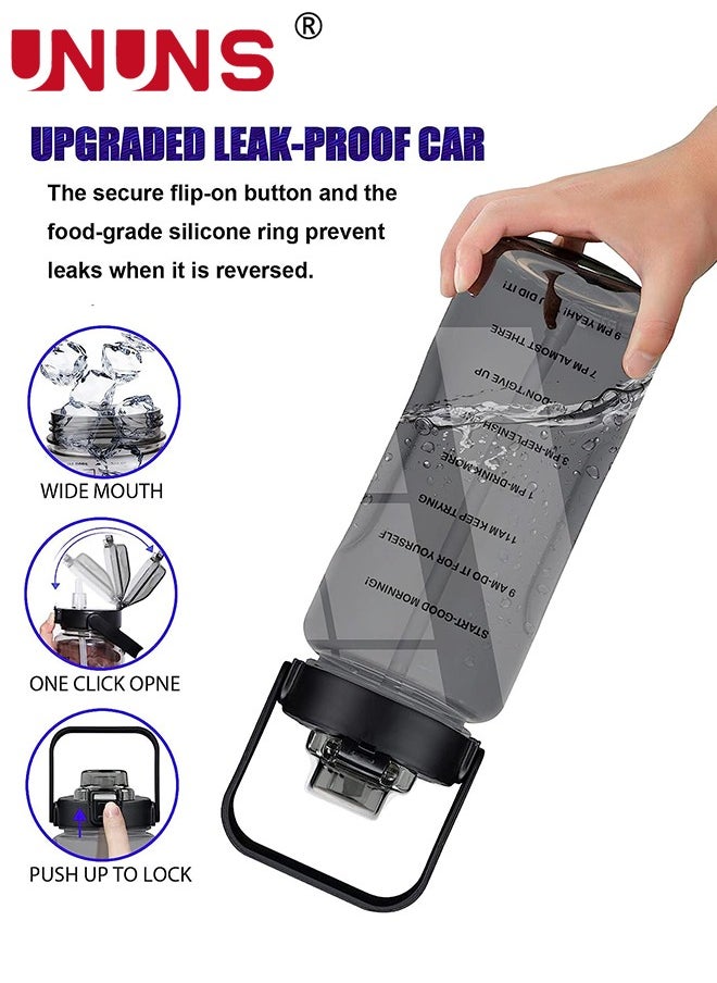 UNUNS - Water Bottle With Sleeve,2L Motivational Water Bottle With Straw And Time Marker,BPA Free Leakproof Large Sports Water Bottle,Reusable Water Jug For Workout Gym Sport - Image 1