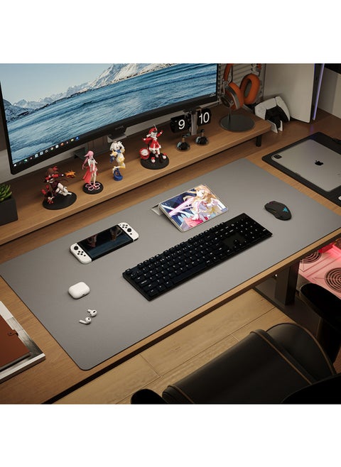 Mouse Pad Oversized Dirty-Resistant Office Waterproof Eye Protection Advanced Computer Pad Desk Pad PU Leather Solid Color Pattern Logo-Color:23*23cm Small Size-Pattern:Ashes (front Waterproof And Easy To Clean)
