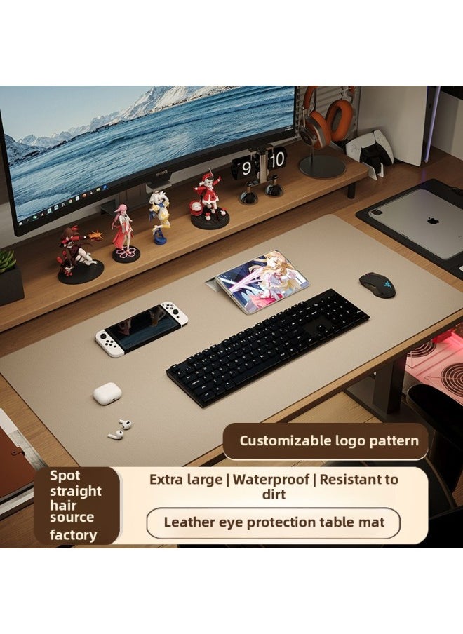 Mouse Pad Oversized Dirty-Resistant Office Waterproof Eye Protection Advanced Computer Pad Desk Pad PU Leather Solid Color Pattern Logo-Color:23*23cm Small Size-Pattern:Ashes (front Waterproof And Easy To Clean)