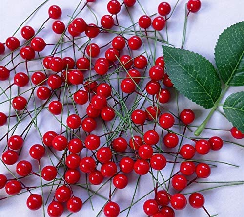 Partunay Pack of100 Red Berries Fake Berries for Christmas Xmas Decoration Christmas Decoration Items Christmas Tree Decoration Ornaments - Image 2