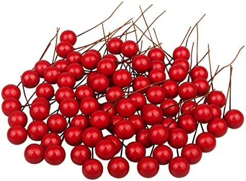 Partunay Pack of100 Red Berries Fake Berries for Christmas Xmas Decoration Christmas Decoration Items Christmas Tree Decoration Ornaments - Image 1