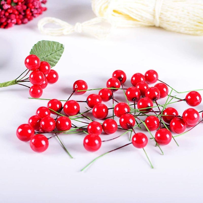 Partunay Pack of100 Red Berries Fake Berries for Christmas Xmas Decoration Christmas Decoration Items Christmas Tree Decoration Ornaments - Image 5