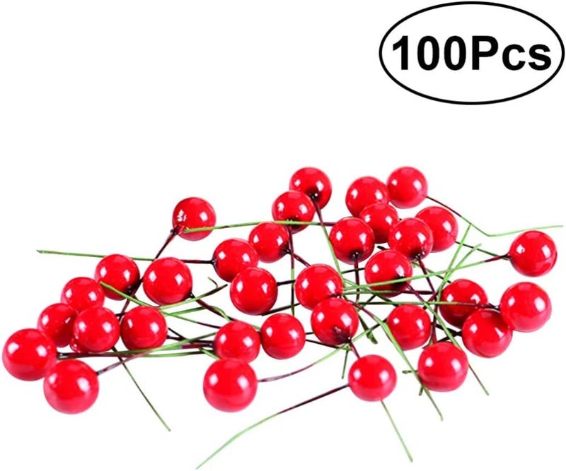 Partunay Pack of100 Red Berries Fake Berries for Christmas Xmas Decoration Christmas Decoration Items Christmas Tree Decoration Ornaments - Image 3