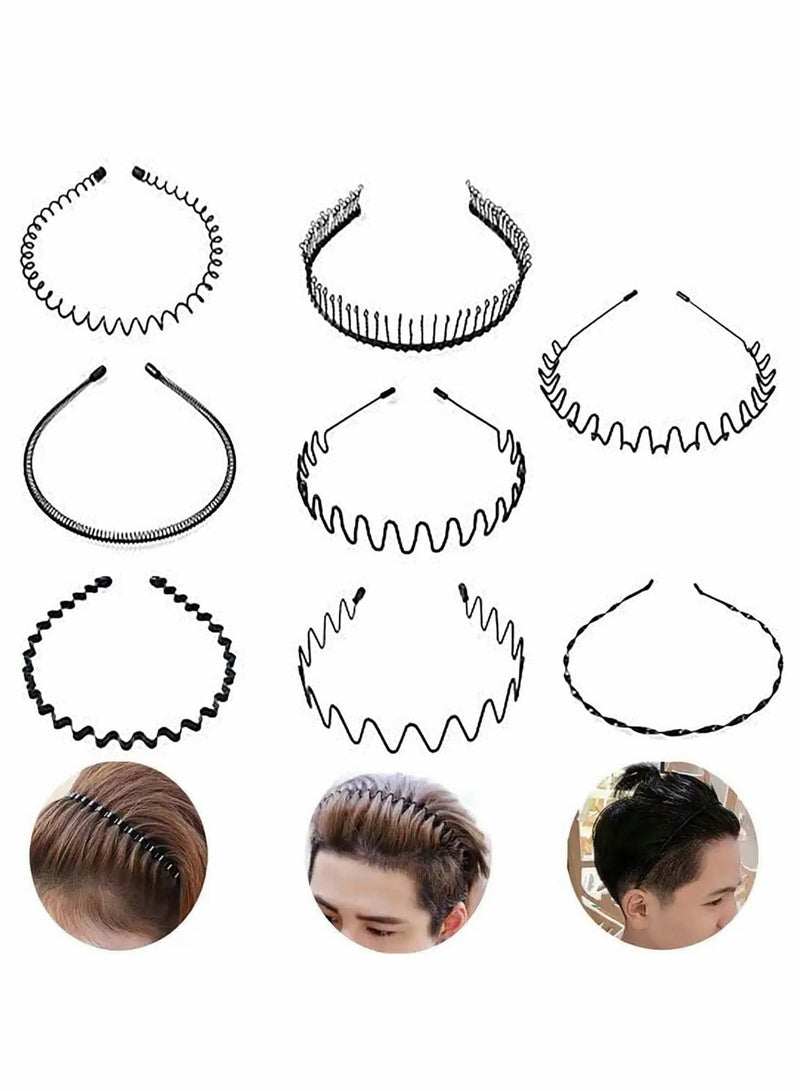 إكسفور 8 PCS Hair Hoop Wave-shaped Headband Multi-style Spring Wave Metal Headband Wavy Comb Hair Band Flexible Headband Accessory Accessories for Men and Women in Black - Image 1