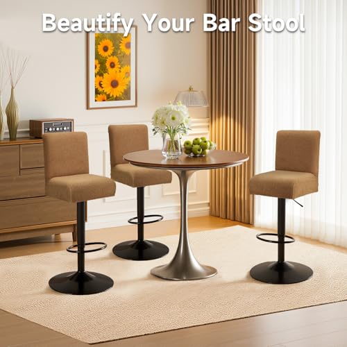 WENZMOC Teddy Wool Bar Stool Covers Soft & Elasticity Barstool Covers with Backs Teddy Barstool Cover Slipcovers Washable Pub Chair Cover for Banquet Hotel Wedding (Brown 2 PCS) - Image 3