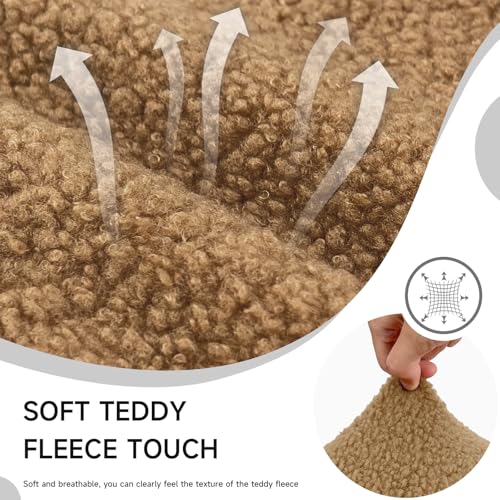 WENZMOC Teddy Wool Bar Stool Covers Soft & Elasticity Barstool Covers with Backs Teddy Barstool Cover Slipcovers Washable Pub Chair Cover for Banquet Hotel Wedding (Brown 2 PCS) - Image 2