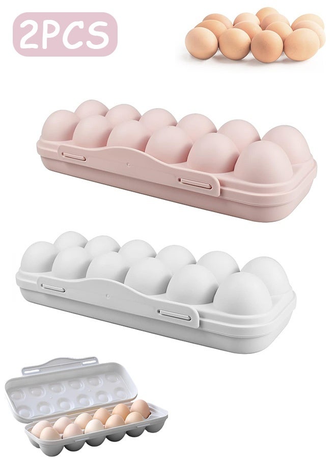 Quantum 2 PCS Egg Holder for Fridge, 12 Grid Egg Storage Box with Lid, Plastic Fridge Organizer Storage Container for Kitchen Storage and Organization - Image 1