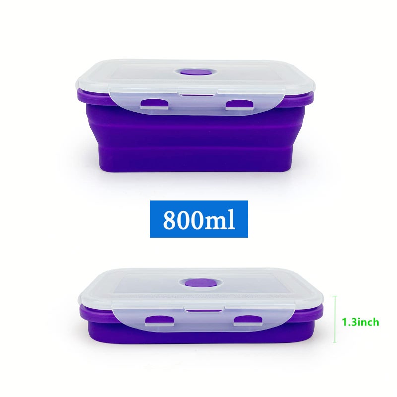 Lunbengo Camping Travel Travel Contorible With With Lids قابل للتكديس حاويات سيليكون حاويات وجبات الإعدادية مع جزء مثالي 350 مل-540 مل-800 مل آمن 3pieve 3pieve - Image 4