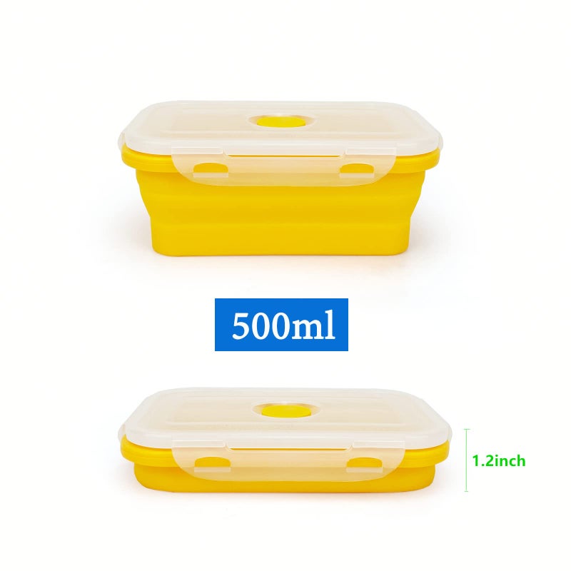 Lunbengo Camping Travel Travel Contorible With With Lids قابل للتكديس حاويات سيليكون حاويات وجبات الإعدادية مع جزء مثالي 350 مل-540 مل-800 مل آمن 3pieve 3pieve - Image 5