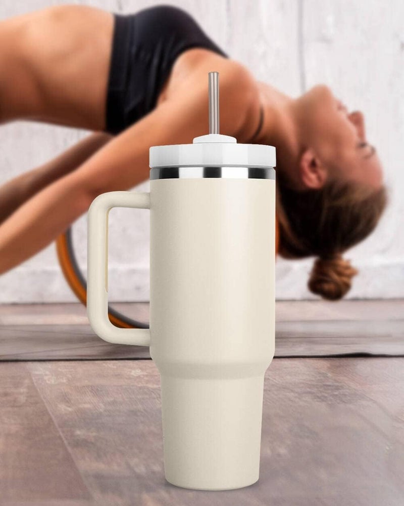 WOX MOX WOX MOX Tumbler with lid and Straw Cup Holder for Car Gym Yoga Travel Stainless Steel Vacuum Insulated Flask Mug Quencher for Water Iced Tea Coffee or Protein Shake 1200mlMulticolor  - Image 4