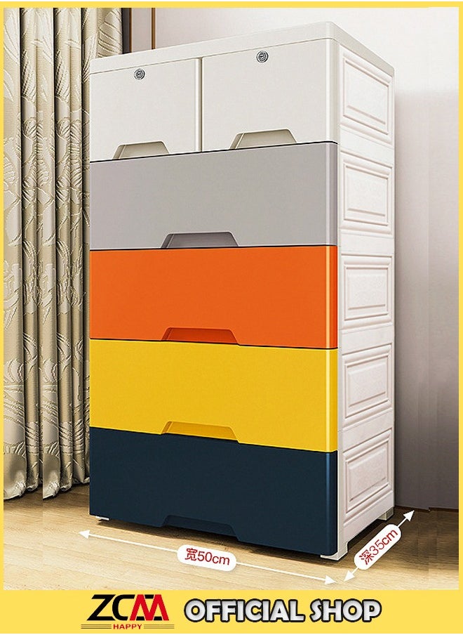 5-Layer Thickened Plastic Storage Cabinet with Large Capacity and Drawer Design Stackable Cabinet
