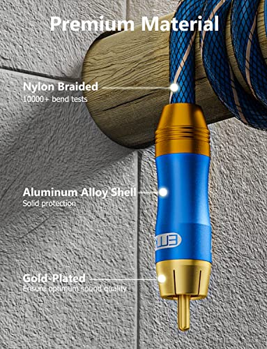 EMK Subwoofer Cable (3.3 ft/1m) -Digital Coaxial/Subwoofer Cable Dual Shielded with Gold Plated RCA to RCA Connectors -Top Blue Series - Image 2