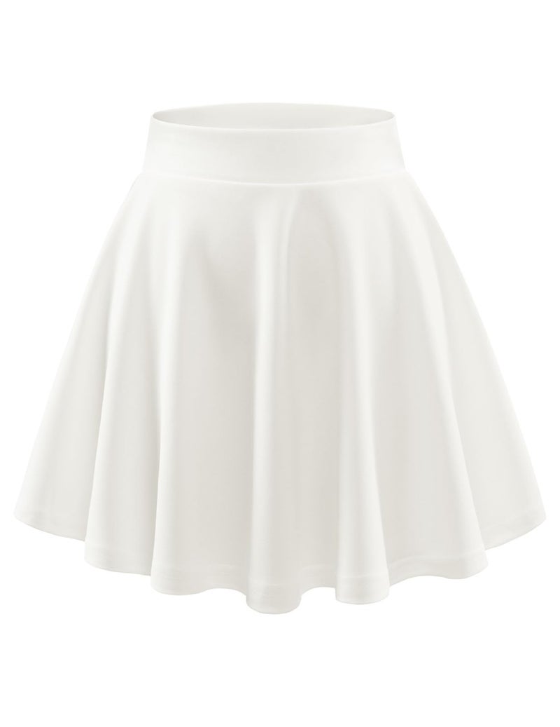 DRESSTELLS Women's Casual Mini Skirts Fall 2025, Stretchy High Waist Aline School Girl Skater Skirt Flowy Short Teen Skort White L - Image 1