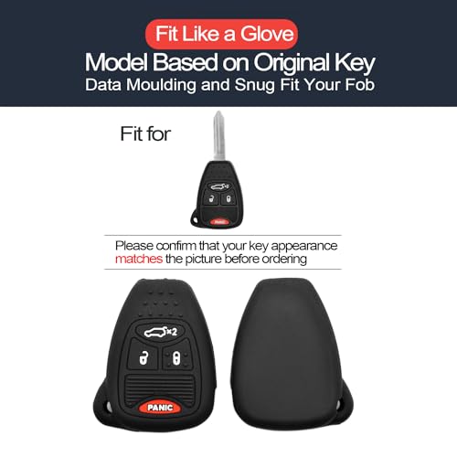 INFIPAR 2pcs Compatible with Dodge Avenger Charger Durango Magnum Jeep Commander Grand Cherokee Liberty Chrysler 4 Buttons Key Fob Cover Case Key Chain Protector Keyless Remote Holder - Image 2