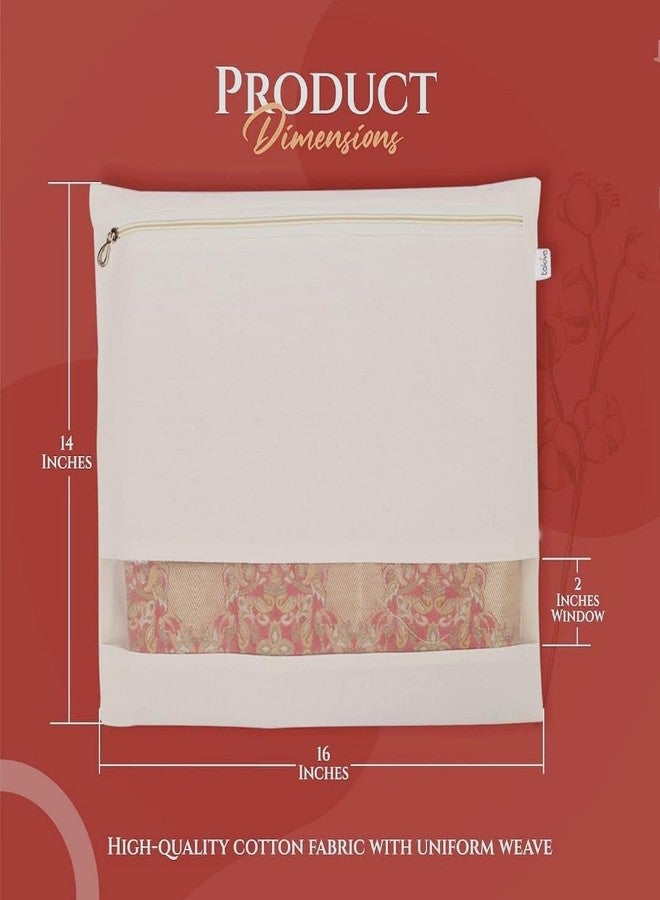 Breezy Blends cotton big saree covers/bags for storage single (16 x 14 Inches) for big silk sarees, lehengas, clothes with Zipper Closure with Window (Pack of 5) - Image 3