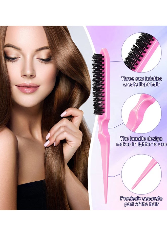 8 PCS Slick Back Hair, Brush Teasing Edge Bristle Brush Parting Rat Tail Comb Hairclips Styling Hair Accessories Set, For Women Slicking Ponytail Control And Smoothing Flyaways - Image 3