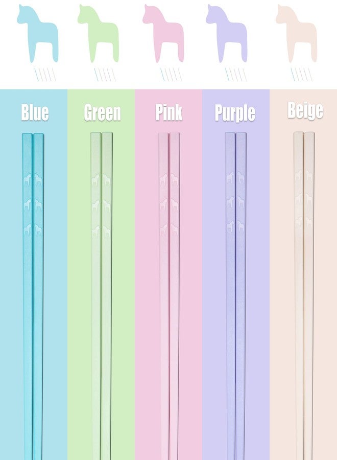 SUPJOYES Reusable Chopsticks, 5 Pairs Fiberglass Chopsticks, Multicolors Dishwasher Safe Chop Sticks, 9 1/2 Inch - Image 2