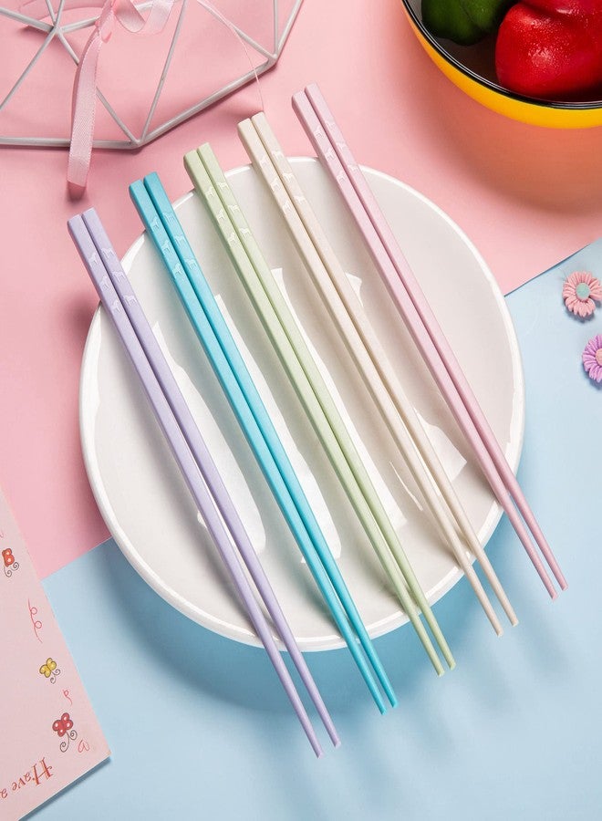 SUPJOYES Reusable Chopsticks, 5 Pairs Fiberglass Chopsticks, Multicolors Dishwasher Safe Chop Sticks, 9 1/2 Inch - Image 4