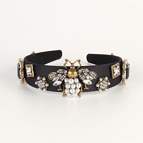 Aimimier Baroque Crystal Headband Vintage Bridal Faux Pearl Gemstone Floral Crown Luxury Rhinestone Wide Hair Hoop for Wedding - Image 4